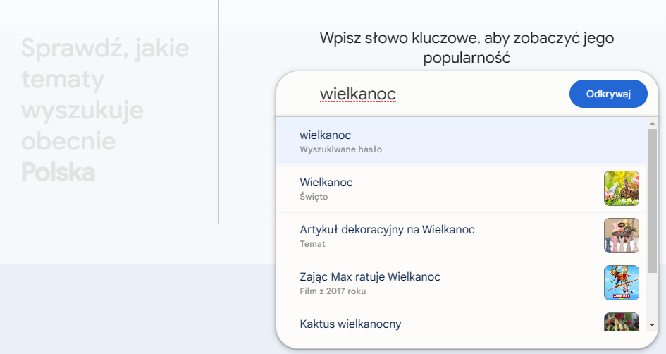 Skorzystaj z podpowiedzi wyszukiwanych haseł