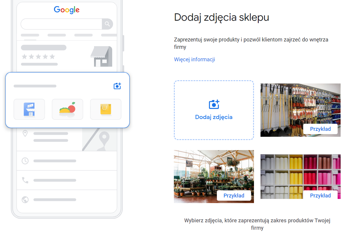 Google Moja Firma - dodawanie zdjęć sklepu
